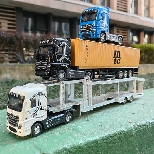 1:50 grand camion en alliage moulé sous pression modèle de voiture jouets conteneur retirer son et lumière véhicules de Transport modèle jouets pour garçons cadeaux