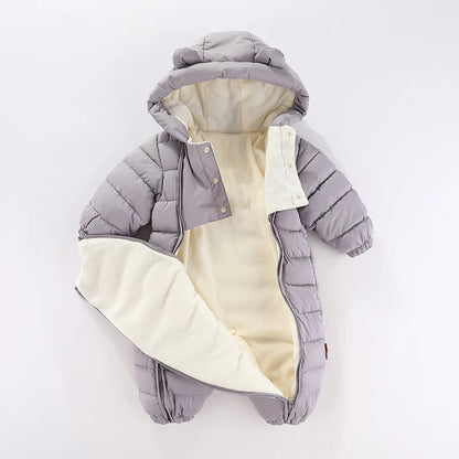 OLEKID 2025 automne hiver bébé barboteuses à capuche Plus velours chaud bébé fille combinaison enfant en bas âge garçons salopette infantile nouveau-né vêtements de nuit