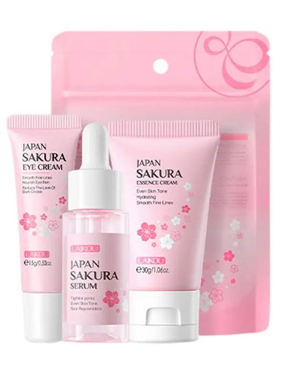 Coffret de soins pour le visage Crème nettoyante Sakura Essence Tonique hydratant blanchissant et anti-âge Crème pour les yeux Sérum pour le visage Soins de la peau pour les yeux