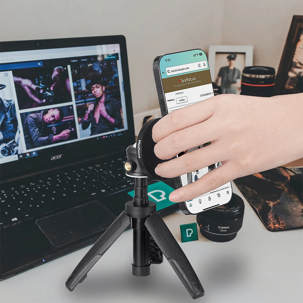 Trépied magnétique pour smartphone MagSafe, mini perche à selfie extensible à 360 °, support de trépied à tête sphérique, poignée pour iPhone 14, 13, 12