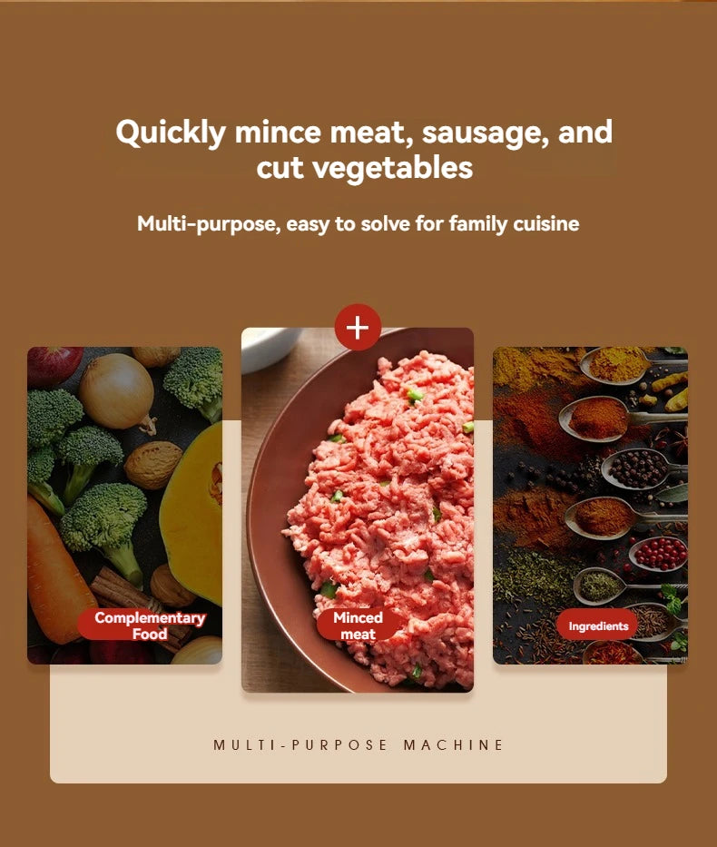 Mini hachoir à viande électrique, hachoir USB, outil de cuisine robuste et durable pour concassage, vidéo, 1995