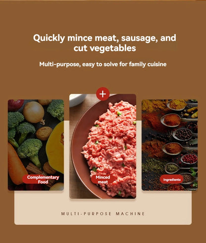 Mini hachoir à viande électrique, hachoir USB, outil de cuisine robuste et durable pour concassage, vidéo, 1995