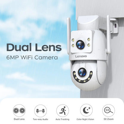 Lenovo 4K WiFi caméra de Surveillance 5G Wifi extérieur double objectif PTZ caméras IP suivi automatique Audio vidéo ONVIF sécurité CCTV caméra