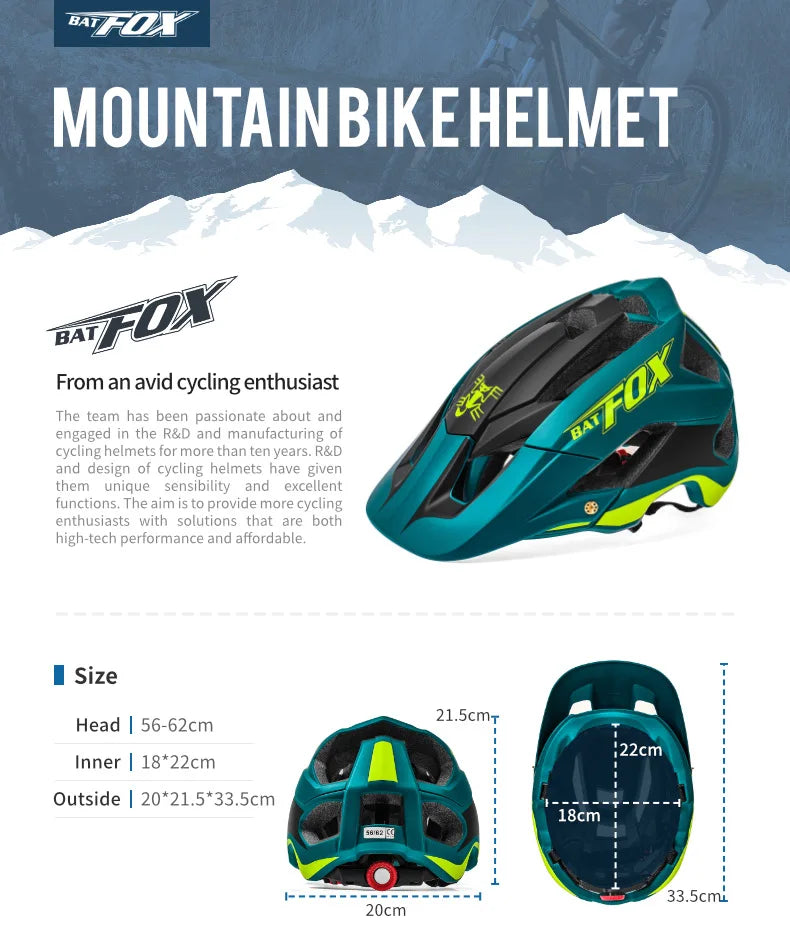 BATFOX-Casque de vélo pour homme, casque de vélo, casque de vélo de montagne, casque de vélo VTT, casquettes de vélo
