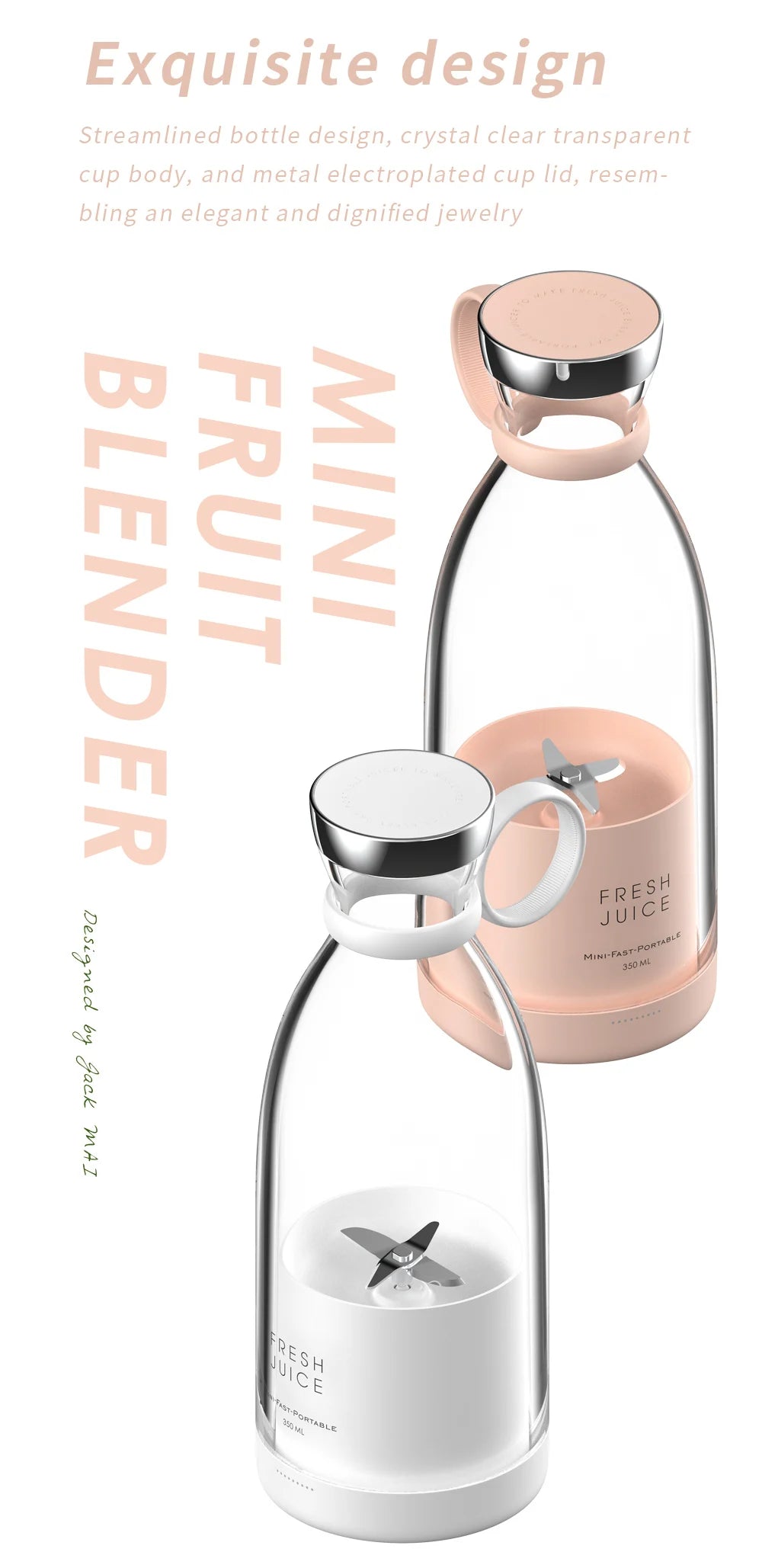 Presse-agrumes électrique Portable, Mini mélangeur de fruits Usb, extracteur de fruits, aliments, Milkshake, Machine multifonction pour jus