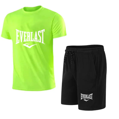 EVERLAST hommes T-shirt + Short 2 pièces ensemble loisirs souffle à manches courtes Sport Jogging gymnase marque impression vêtements