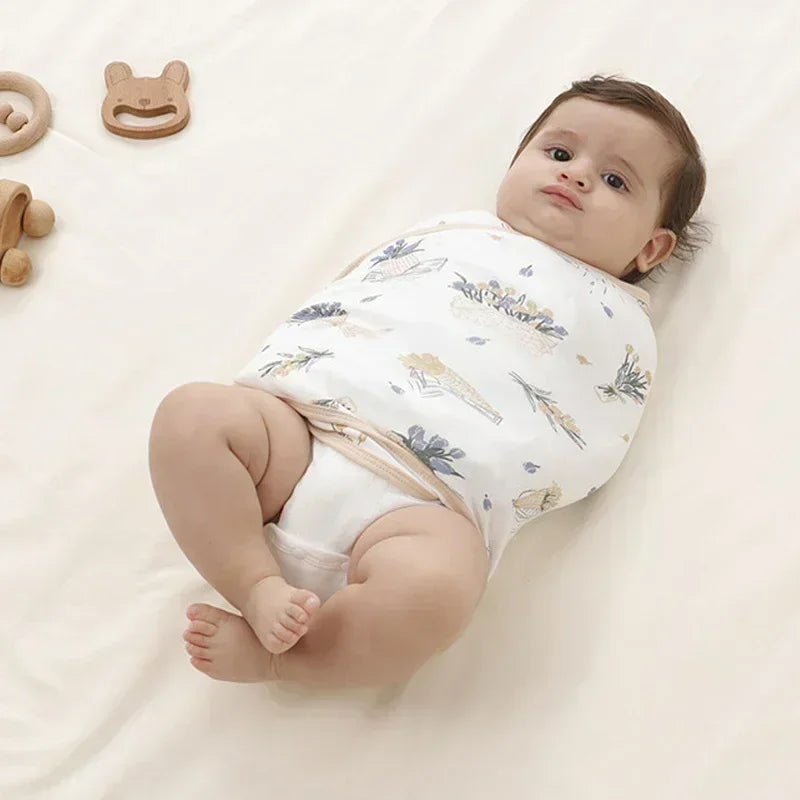 Couverture d'emmaillotage pour bébé de 0 à 6 mois, sangle pour protéger le ventre, couverture de couchage pour nouveau-né, style fin pour l'été