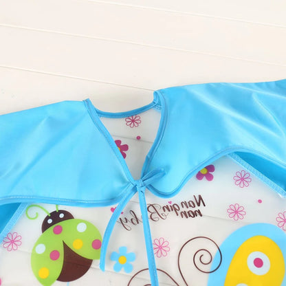 Bavoir anti-salissures pour bébé de 0 à 3 ans, manteau à manches longues, avec sangle, doux, mignon, motif de dessin animé, D343