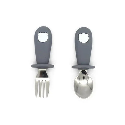 Ensemble de vaisselle de dessin animé pour bébé, ustensiles pour enfants en acier inoxydable, couverts de table pour tout-petits, dessin animé, cuillère d'alimentation pour nourrissons, fourchette