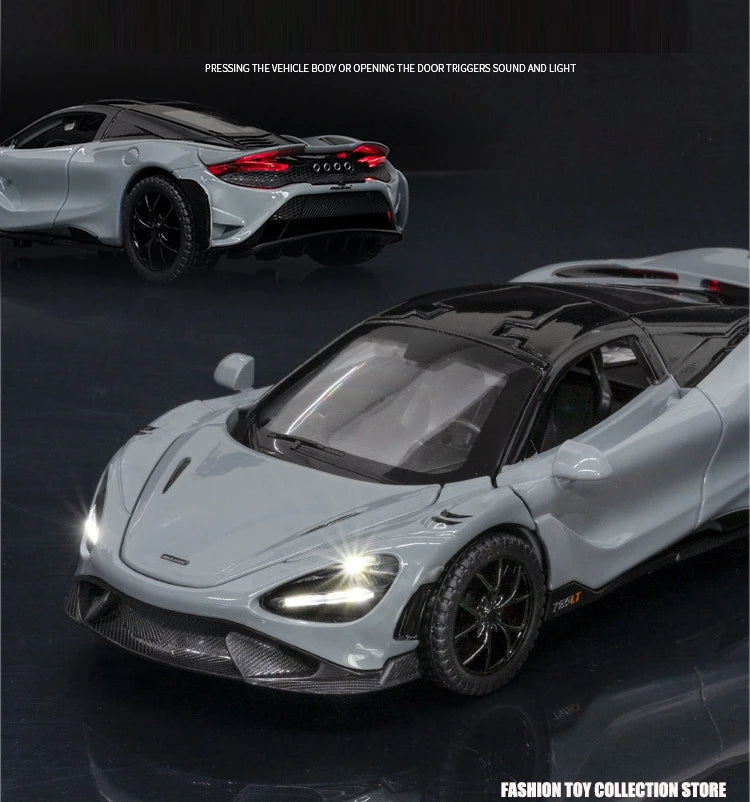 1: 32 Malaren 765TL rapide et furieux 7 modèle de voiture en alliage moulé sous pression jouet avec son et lumière véhicules décoration jouets pour enfants cadeau
