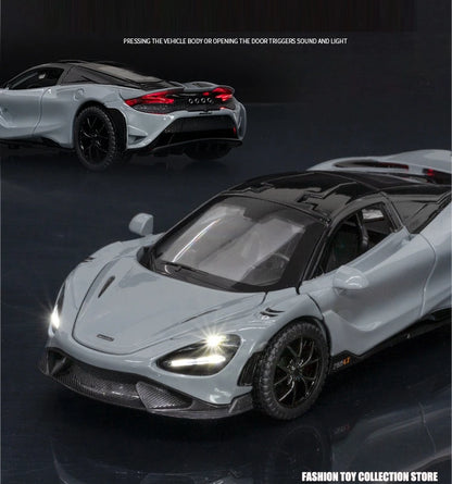 1: 32 Malaren 765TL rapide et furieux 7 modèle de voiture en alliage moulé sous pression jouet avec son et lumière véhicules décoration jouets pour enfants cadeau