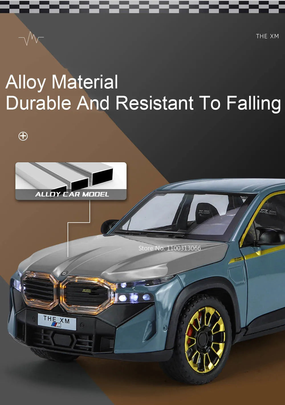 1/24 les modèles de voitures en alliage XM jouet moulé sous pression véhicules tout-terrain avec son léger fonction de traction SUV voiture jouets pour enfants garçons cadeaux