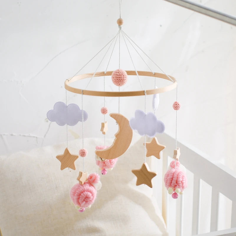 Berceau de bébé lit Mobile cloche hochet jouets en bois Crochet étoiles pendentif lit cloche jouets nouveau-né confort berceau support suspendus jouets cadeaux