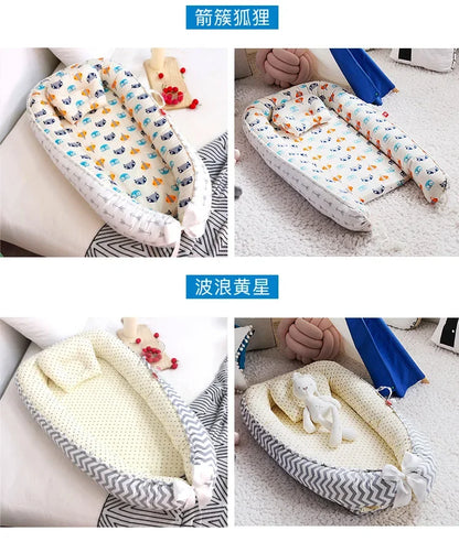 Lit de voyage pour bébé en bas âge, berceau en coton pour nouveau-né, berceau pare-chocs, nouveau lit nid de bébé 85x50cm avec oreiller, berceau Portable