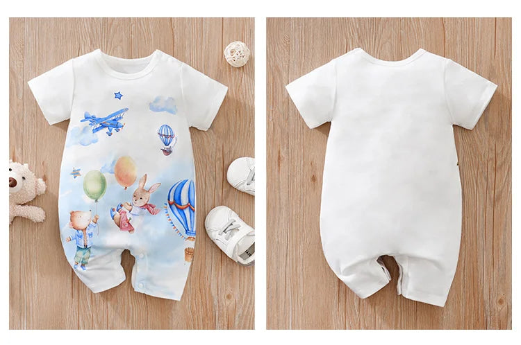 Body d'été pour garçons et filles, imprimé Animal de dessin animé mignon, confortable et décontracté, manches courtes, pour bébé