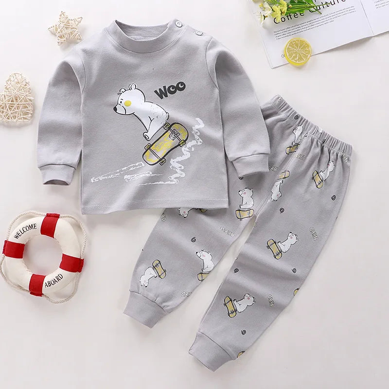 Vêtements de maison en coton pour bébés, costume de classe pour enfants, pyjama pour garçons et filles, T-shirt Long + pantalon, nouvelle collection 2024