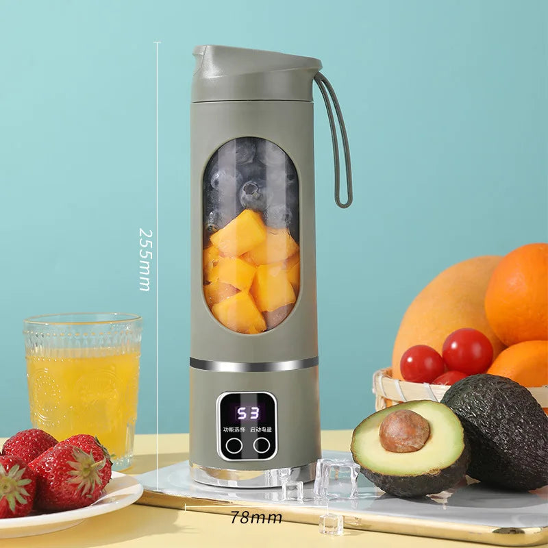 Mélangeur domestique Portable, presse-agrumes électrique concassé, avec 3 vitesses, grande capacité de 450ML, tasse de jus à affichage numérique
