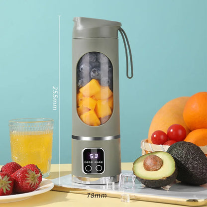 Mélangeur domestique Portable, presse-agrumes électrique concassé, avec 3 vitesses, grande capacité de 450ML, tasse de jus à affichage numérique
