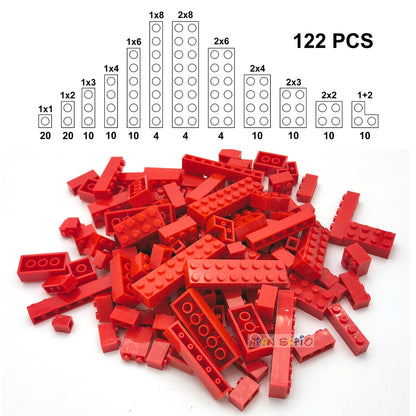 122 pièces figurines épaisses briques 12 tailles bricolage blocs de construction éducatif taille créative Compatible avec 3001 jouets en plastique pour les enfants