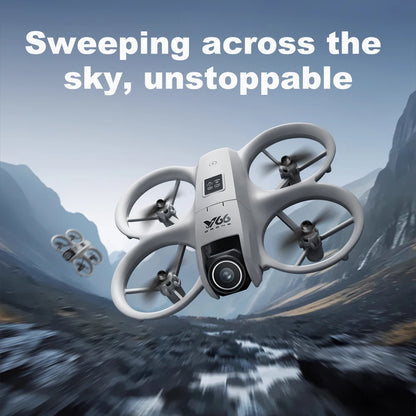 V66 Mini Drone 4K professionnel double caméra Mode sans tête évitement d'obstacles WiFi FPV Dron 360 °   Jouets quadrirotor RC à rabat pour enfants