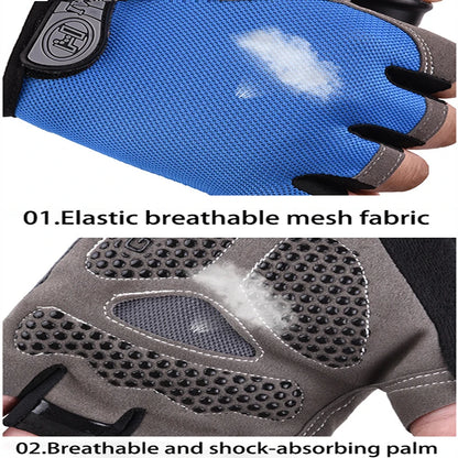 Gants de vélo pour hommes et femmes, demi-doigt, de gymnastique, mitaines respirantes et antidérapantes, pour Fitness, entraînement sportif
