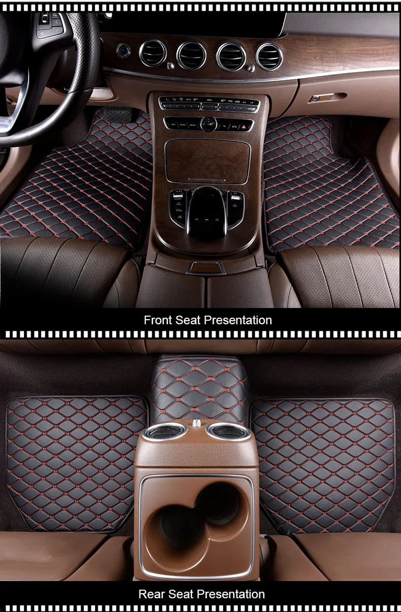 Tapis de sol de voiture en cuir PU, 5 pièces, imperméable, protection des pieds, à la mode, universel, pour toutes les saisons