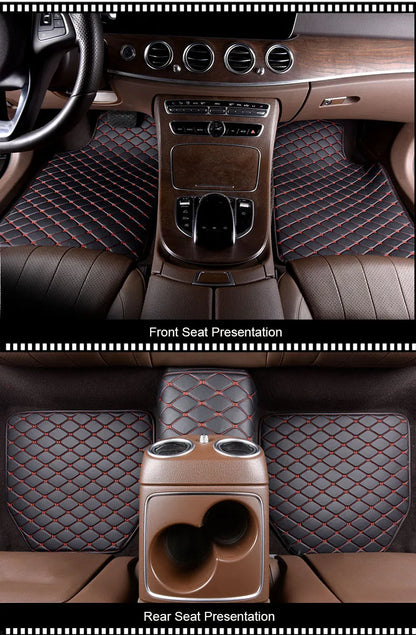 Tapis de sol de voiture en cuir PU, 5 pièces, imperméable, protection des pieds, à la mode, universel, pour toutes les saisons