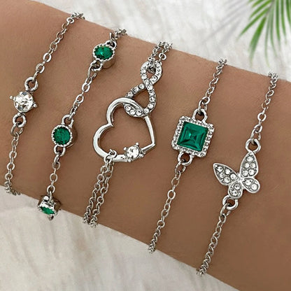 Ensemble de bracelets d'inspiration vintage avec biscuits étincelants de Rotterdam, motifs extron et géométriques, parfaits pour une tenue décontractée ou des avocats, 5 pièces
