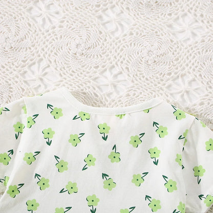 (0-3 ans) été bébé fille coton fleur faux deux pièces bandoulière robe fille mignon robe à manches courtes