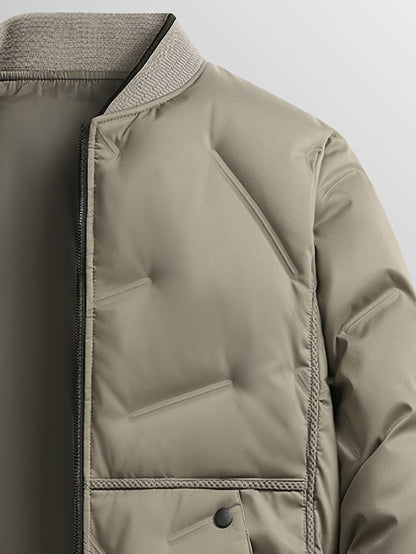 Men'S Heavyweight Thermal Jacket - Winter Coat with Full-Zip Closure, Beige/Neutral Tones - Non-Stretch Fabric for Cold Weather - Formal & Everyday Outerwear - Easy-Care Zipper Front Closure, Winter Jacket, Cold Weather Appar