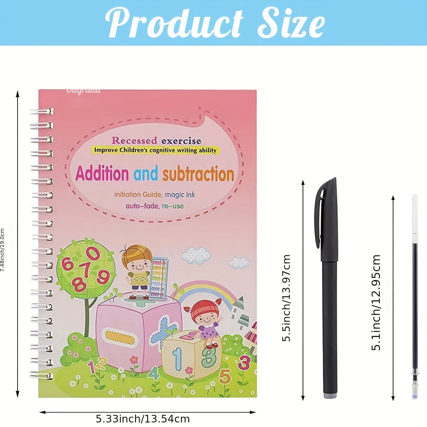 4pcs Magic Practice Copybooks Set for Kids, Reusable 3D Groove Writing Pad, Traceable Letters, Numbers, Painting and Math Workbooks for Preschoolers - Educational Handwriting Practice Ki