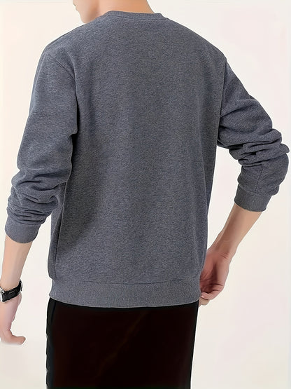 Men's Thermal Insulated Sweatshirt - Heavyweight Layering Base Layer for Winter, Indoor/Outdoor Cold Weather Clothing - Machine Washable Round Neck Pullover, Winter Sweaters, Indoor Warmth, Simple Design, Comfortable Fit, Pul