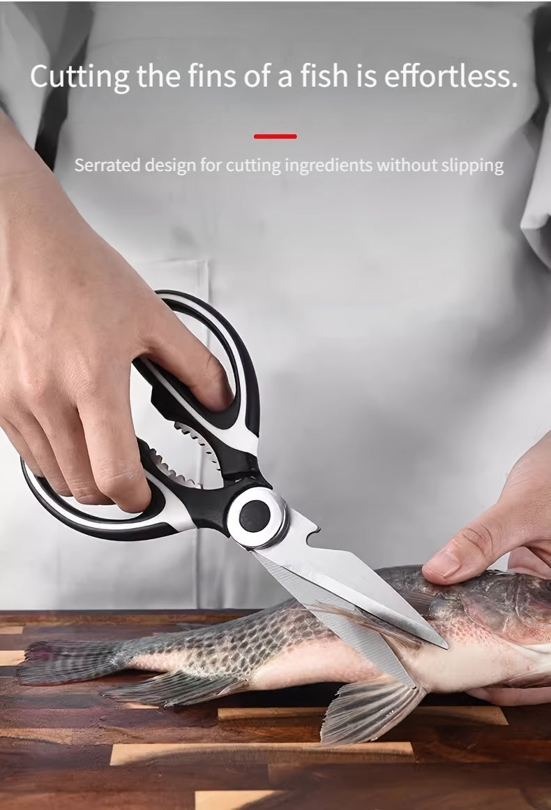 Heavy-Duty Kitchen Shears for Cutting Chicken, Duck, Fish & - 420 Stainless Steel Food-Safe Multipurpose Scissors with Sharp Blades & Ergonomic Handles for Cooking, Baking, Meal Prep, Sleek Blade Design, Highquality Kitchenwa