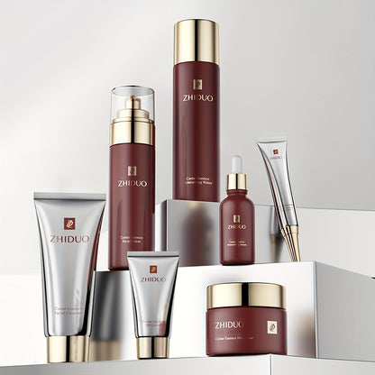 9-pcs Skin Care Set Gentle Skin | Makes Skin Feel Firmer Complete Skincare Process Beauty Skin Care Kit Gift With Cleanser, Toner, Lotion, Essence, Face Cream, Eye Cream For Wife Mom Women Girl