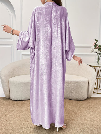 Solid Color Batwing Sleeve Long Dress