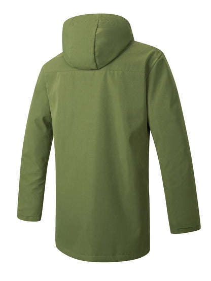 Men'S Casual Hooded Jacket with Adjustable Drawstring Hood - Solid Color Zipper Front, Regular Fit & Functional Pockets, Polyester Lining for Spring/Fall Daily Wear, Spring Outerwear, Sleek Design, Durable Fabric, Lightweight