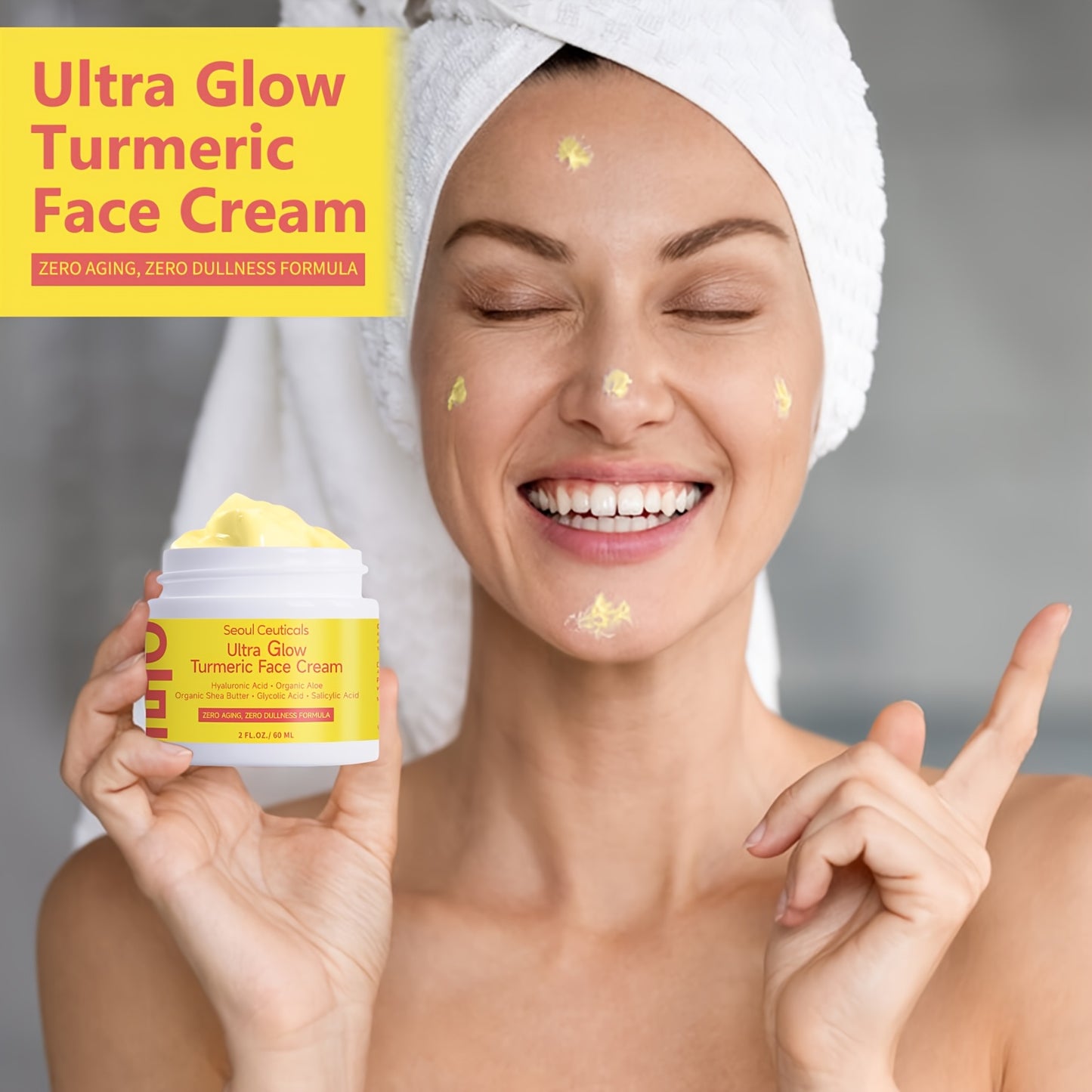 4pcs Salicylic Acid Turmeric Face Cream, Contains Turmeric, Aloe Vera, Ganoderma Lucidum, Salicylic Acid, Deeply Moisturizes And Nourishes The Skin, Making It Look Non-greasy, Smooth And Moisturizing Cream 2.03oz/1pc, Ideal F