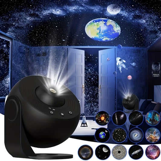 1pc Magical Galaxy Projector Lamp - Create an HD Starry Night Sky, 13 Enchanting Films, Transform Your Bedroom into a Cosmic Haven - Ambient Atmosphere Lighting
