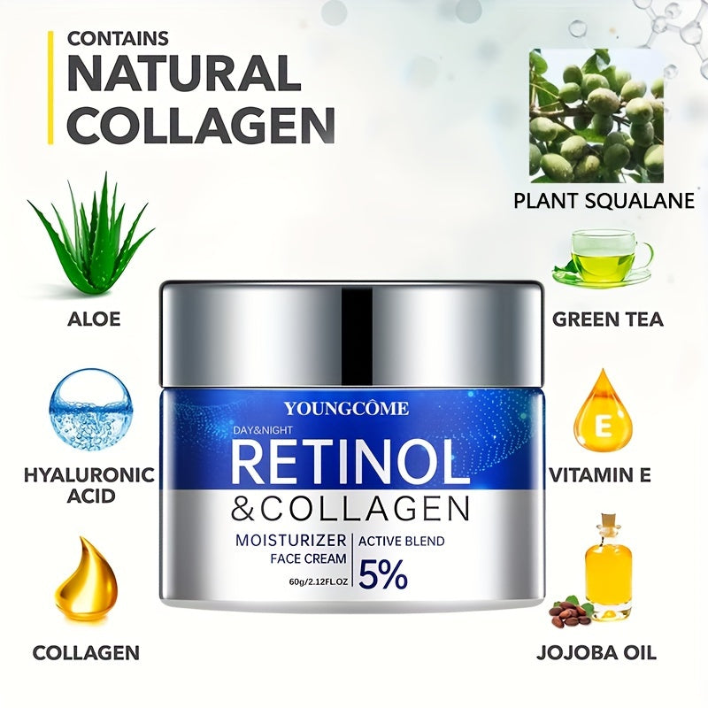1.06/2.12oz Retinol & Collagen Moisturizer Face Cream, Can Sooth Dry Skin, Lubricate And Tighten Skin, Make Skin Tender And Delicate, Suitable For All Skin Types, And Make Your Skin Look Young With Plant Squalane