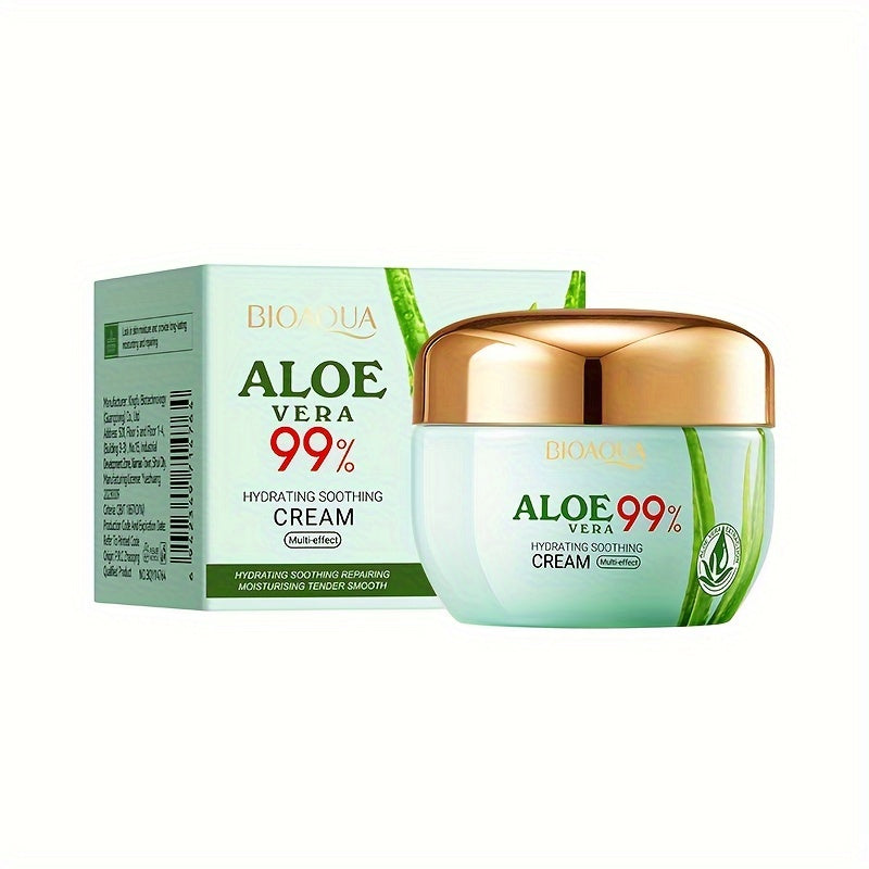 Aloe Vera Hydrating Face Cream - 50G, Moisturizing & Soothing For Soft, Radiant Skin, Enhances Elasticity, Reduces Dryness, Suitable For All Skin Types