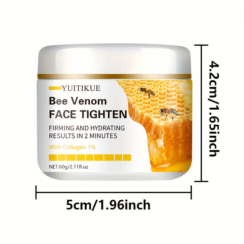 60g YUITIKUE Bee Venom Face Cream with Vitamin E, Hyaluronic Acid & Collagen - Hypoallergenic Moisturizing Formula for All Light Beige Types, 2-Minute Results, Natural Ingredients, Skincare, Bee Venom Cream, Skin Moisturizer,