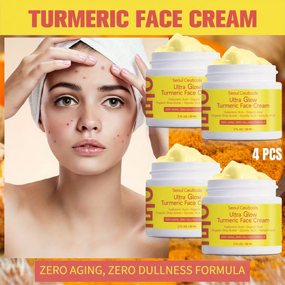 4pcs Salicylic Acid Turmeric Face Cream, Contains Turmeric, Aloe Vera, Ganoderma Lucidum, Salicylic Acid, Deeply Moisturizes And Nourishes The Skin, Making It Look Non-greasy, Smooth And Moisturizing Cream 2.03oz/1pc, Ideal F