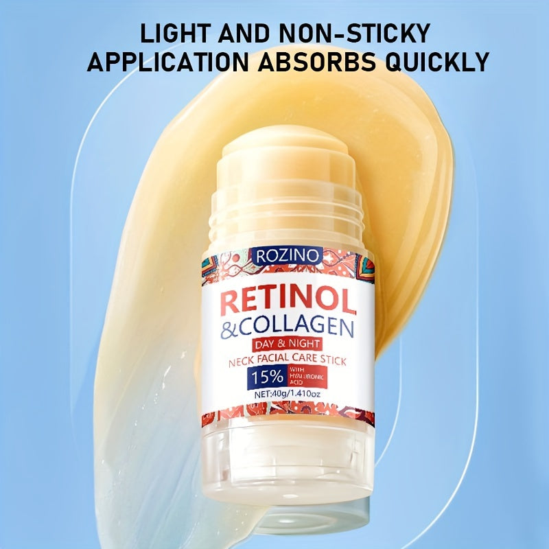 Rozino Retinol & Collagen Neck And Face Cream Stick, 40G - Deep Hydration For Soft, Firm Skin | Long-Lasting Moisture | Hypoallergenic With Glycerin | For All Skin Types