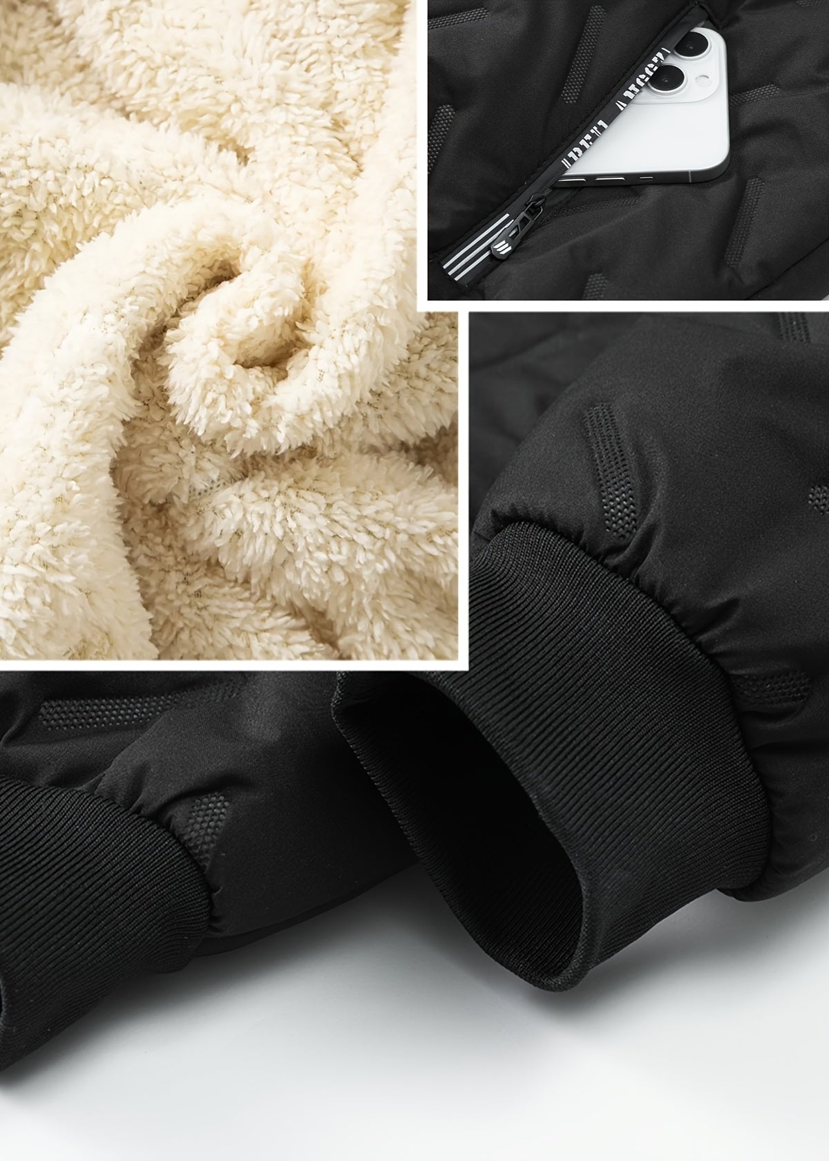 Men'S Heavy-Duty Winter Jacket - Thermal Insulated Cold Weather Coat with Full-Zip Closure, Hooded Collar, Polyester Lining - Black Outerwear for Business, Casual, Outdoor - Easy-Care Non-Stretch Fabric - Fall/Winter Jacket f
