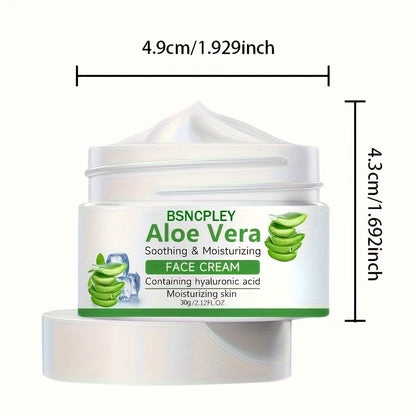 Aloe Vera Soothing Face Cream, 30g/1.06 Fl.Oz, Hydrating Facial Moisturizer With Hyaluronic Acid, Nourishing Skin Care For Dry Skin, Enhanced Skin Texture & Elasticity, Suitable For All Skin Types With Plant Squalane
