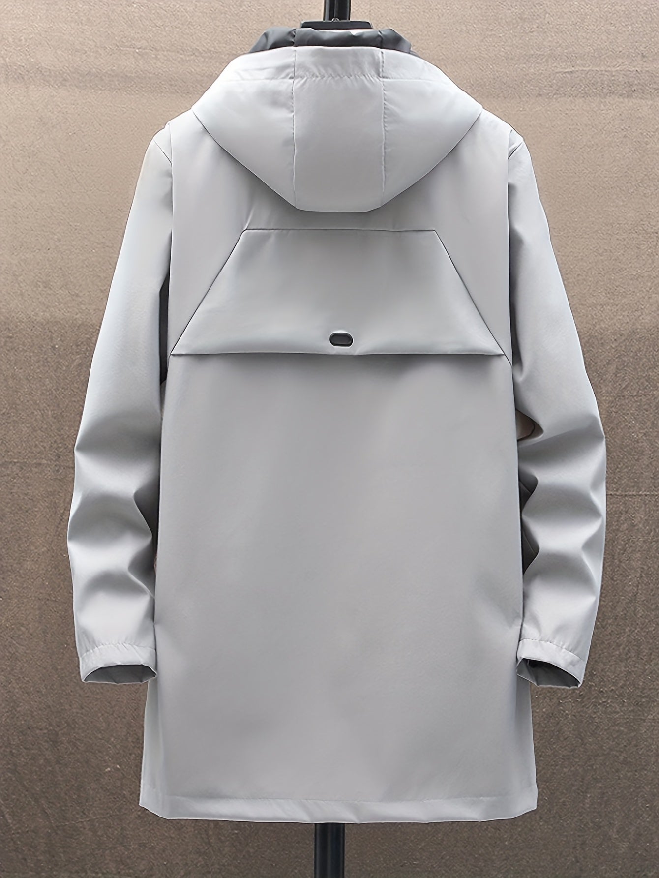 Men'S Casual Hooded Zip-Up Jacket - Solid Color, Lightweight & Breathable Polyester, Regular Fit with Chopping Sting, Perfect for Spring & Fall Daily Wear, Zipper Closure