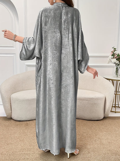 Solid Color Batwing Sleeve Long Dress
