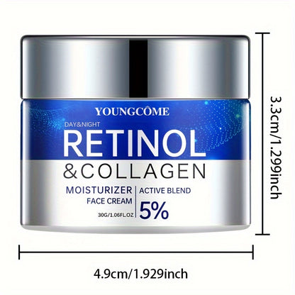 1.06/2.12oz Retinol & Collagen Moisturizer Face Cream, Can Sooth Dry Skin, Lubricate And Tighten Skin, Make Skin Tender And Delicate, Suitable For All Skin Types, And Make Your Skin Look Young With Plant Squalane