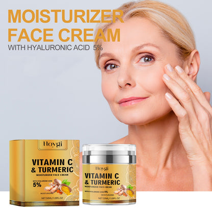 2pcs Turmeric & Vitamin C Face Cream - Deep Hydration Moisturizer with Hyaluronic Acid for Radiant Skin, Suitable for All Skin Types