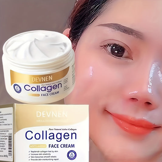 SADOER Collagen Face Cream 100g - Hydrating & Firming, Alcohol-Free with Glycerin & Hyaluronic Acid for All Skin Types